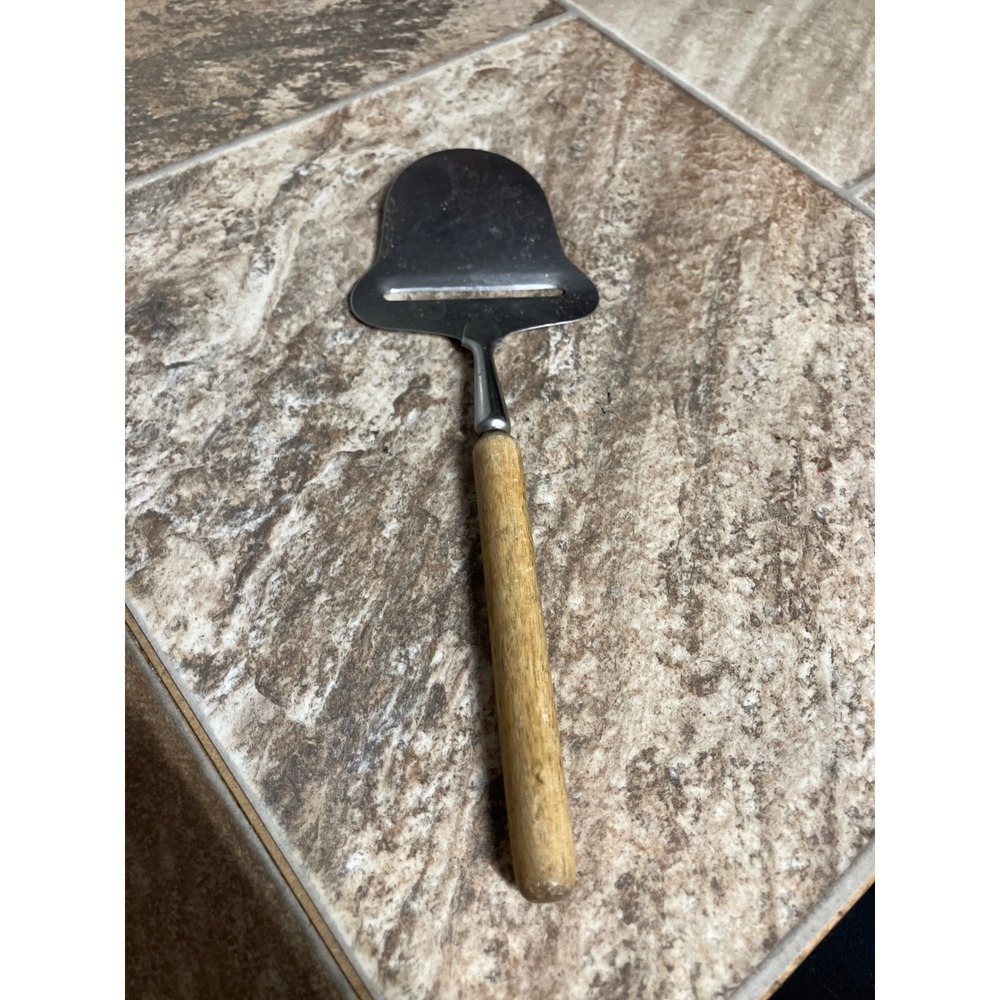 Vintage Stainless Steel Cheese Plane Slicer with Natural Wood Handle 9 Inch